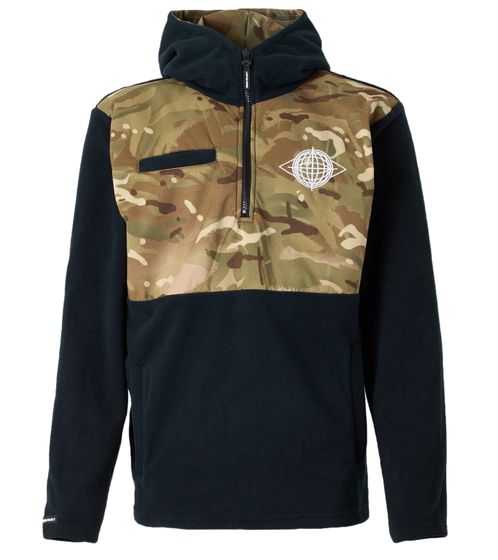 Denim Project Herren Fleece-Pullover mit Camouflage Muster Winter-Hoodie DP-10022-003 4341 Schwarz/Grün