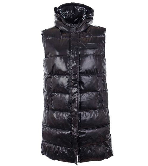 GUESS women's vest, windproof transitional vest with hood, leisure vest W3BN73WFAB2 JTMU black