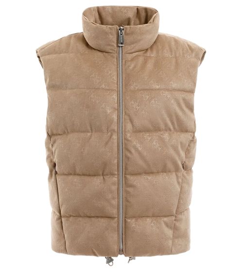 GUESS women's vest sleeveless transitional vest with embossed 4G logo quilted vest W3YN38WFIY0 A10L beige