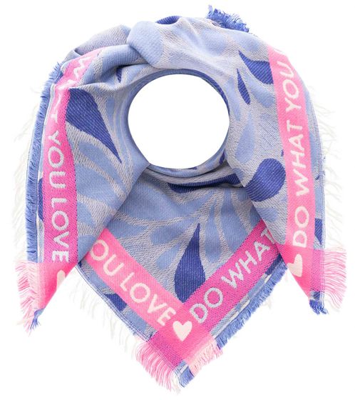 ZWILLINGSHERZ Do What You Love square scarf with writing and pattern fashion scarf 3014A-1003-87 blue/pink