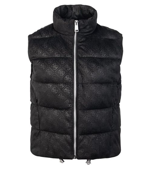 GUESS women's vest, sleeveless quilted vest with embossed 4G logo, transitional vest W3YN38WFIY0 JBLK Black