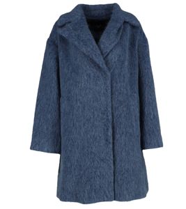 MaxMara women's coat, classic wool coat with wide lapel collar, transitional coat 2350160933600 blue