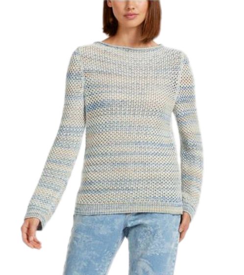 MARC CAIN Damen Strick-Pullover gestreiftes Rundhals-Shirt Langarm-Shirt UC41.23M21 305 Blau/Weiß