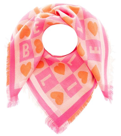 ZWILLINGSHERZ Liebe Vierecks-Tuch mit Herz-Muster Mode-Tuch 3014A-1003-4 Pink/Orange