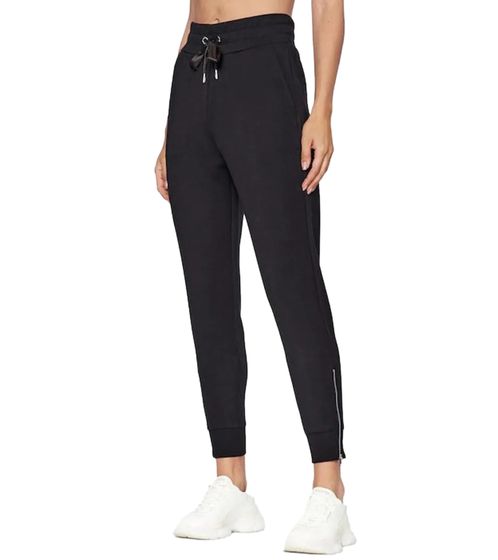 GUESS Scuba Damen Jogginghose mit Reißverschluss am Beinende Trainings-Hose W3BB50KBYE2 JBLK Schwarz