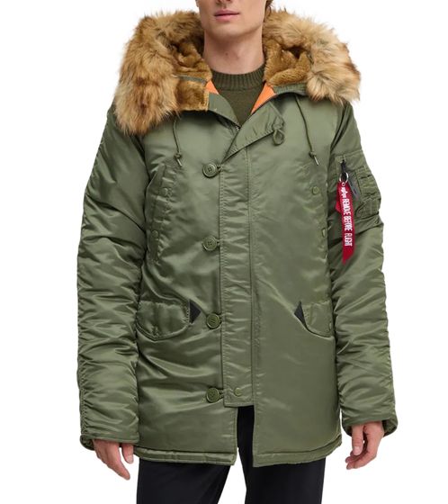 ALPHA INDUSTRIES veste d'hiver pour homme à capuche avec veste d'extérieur amovible en fausse fourrure 103141 01 vert