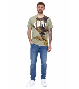 STAPLE Sage men's T-shirt fashionable cotton shirt with large snake and eagle print 2209C6995 olive green