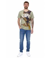 STAPLE Sage men's T-shirt fashionable cotton shirt with large snake and eagle print 2209C6995 olive green