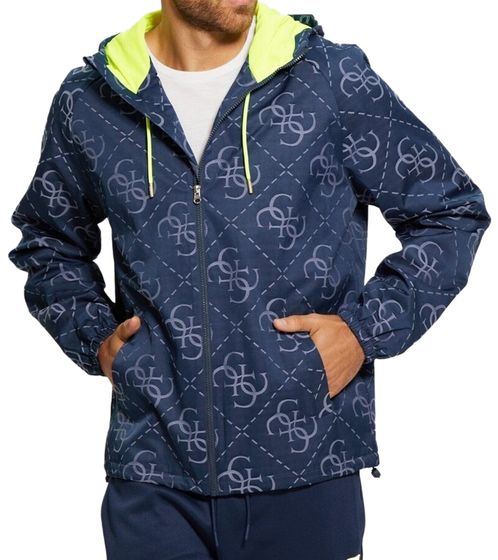 GUESS men's rain jacket, windproof outdoor jacket with hood Z3YL02WFIQ0 F7ZS dark blue