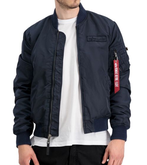 ALPHA INDUSTRIES MA-1 VF Authentic Overdyed men's bomber jacket with large embroidery on the back, autumn jacket 108130 07 Navy