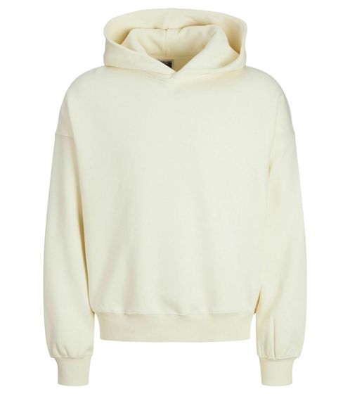 Jack & Jones Pure men's hooded sweater, sweat sweater, cotton hoodie, basic top 12235018 cream white