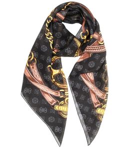 GUESS women's scarf with all-over print, light summer scarf 130 x 130 cm AW9410POL03 Black/Gold