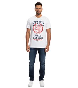 STAPLE Loyola men's cotton shirt with large front print T-shirt round neck shirt 2208C7017 white/black/red
