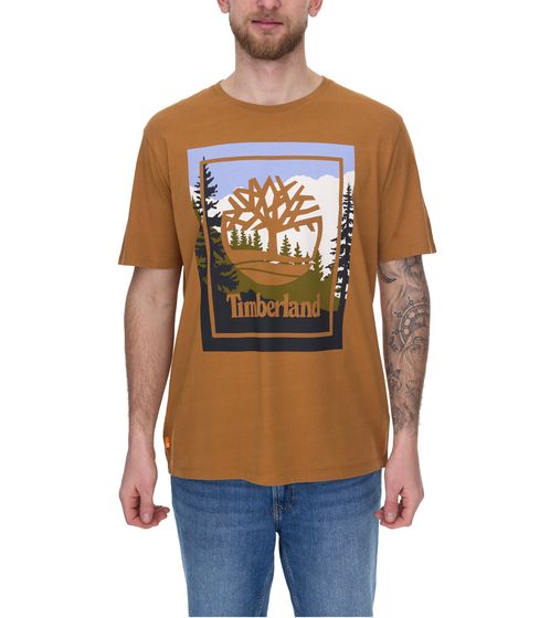 Timberland Outdoor Graphic Herren Freizeit-Shirt stylisches Sommer-Shirt mit Logo-Frontprint TB0A6F4K P47 Orange