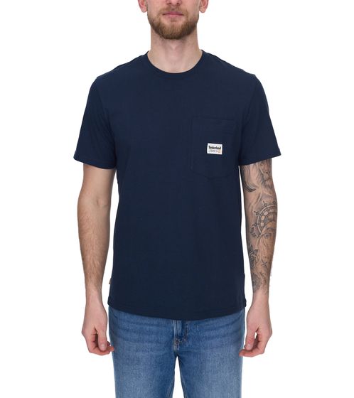 Timberland Work for the Future Herren Freizeit-Shirt stylisches Sommer-Shirt mit gewebtem Logo auf der Brusttasche TB0A66DS 433 Navy