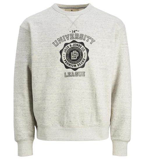 Jack & Jones pull à col rond pour homme sweat-shirt en coton à la mode avec imprimé de marque sur le devant 12241946 gris