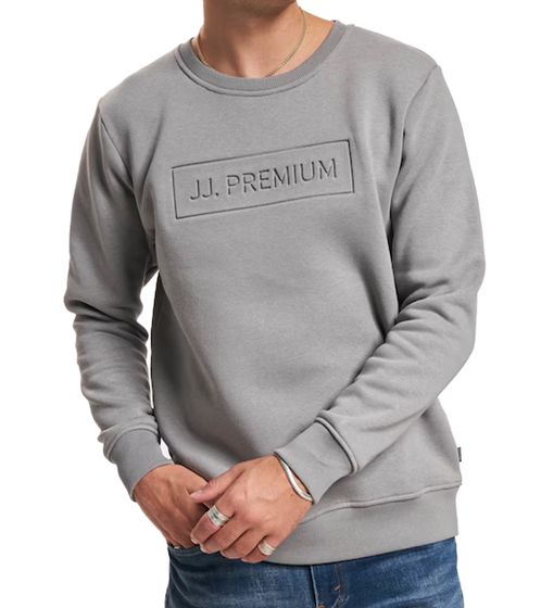 Jack & Jones pull-over pour hommes sweat-shirt en coton à la mode avec imprimé de marque sur le devant 12241106 gris