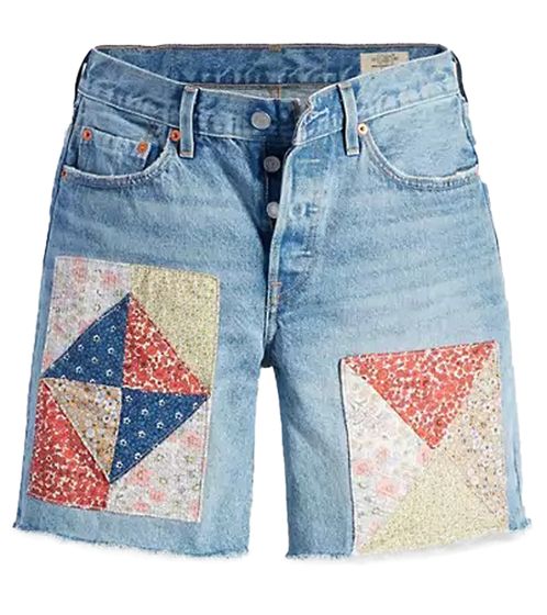 LEVI'S 501 short en jean femme patchwork années 90 avec grands patchs short en jean A19620012 bleu