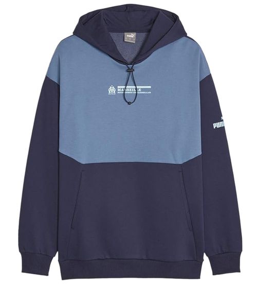 PUMA OLYMPIQUE DE MARSEILLE pull à capuche homme sweat à capuche en coton durable avec logo lettrage 771970 15 bleu