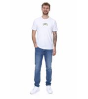 STAPLE Montrose Camisa de algodón para hombre con estampado de pájaros grandes en la espalda Camiseta con cuello redondo 2209C6996 Blanco