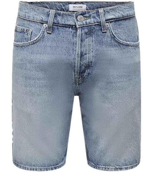 ONLY & SONS Edge short en jean droit pour hommes style 5 poches 22026092 bleu