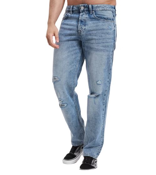 ONLY & SONS Edge Destroy jean en denim pour homme au look usé, pantalon en coton style 5 poches, coupe slim 22024607 bleu