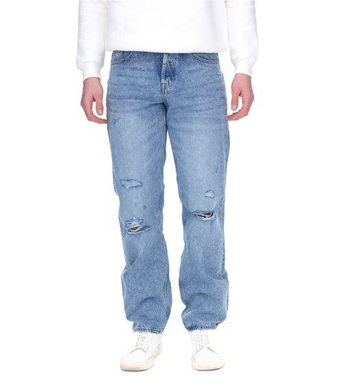 ONLY & SONS Edge Destroy Herren Denim-Jeans im Used-Look Baumwoll-Hose im 5-Pocket-Style Slim-Fit 22024607 Blau