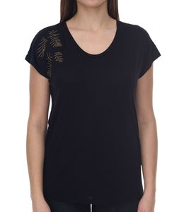 LAURA SCOTT chemise d'été femme T-shirt à la mode avec broderie 93585636 noir