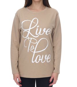 BOYSEN`S Sweater pull femme Live to Love pull en coton avec inscription 35082539 beige BOYSEN`S Sweater pull femme Live to Love pull en coton avec inscription 35082539 beige