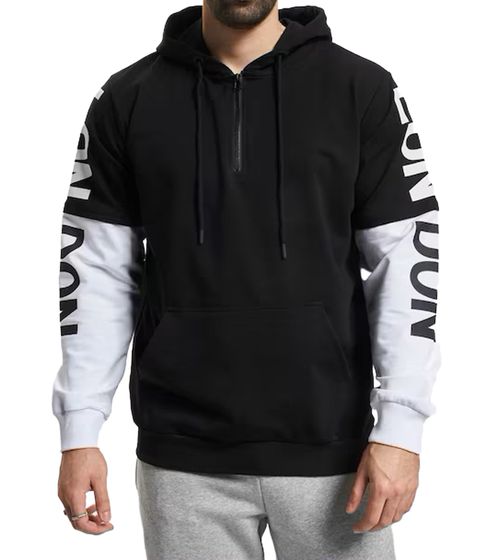 vsct LonDon 2In1 sweat à capuche pour hommes au look 2 en 1 pull à capuche en coton 5643325 noir/blanc