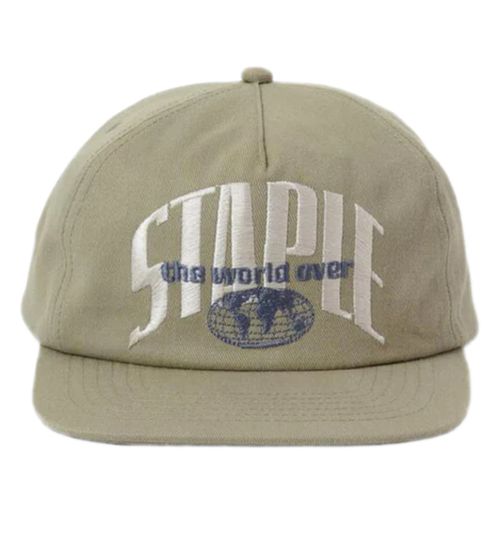 Casquette snapback pour hommes STAPLE Sage avec lettrage de la marque sur le devant casquette en coton 2209X6993 vert olive