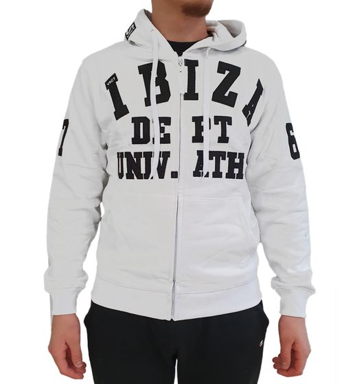 vsct Ibiza Dept sweat à capuche zippé pour homme avec détails lettrage pull à capuche en coton 5643315 blanc