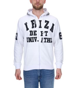 vsct Ibiza Dept sweat à capuche zippé pour homme avec détails lettrage pull à capuche en coton 5643315 blanc