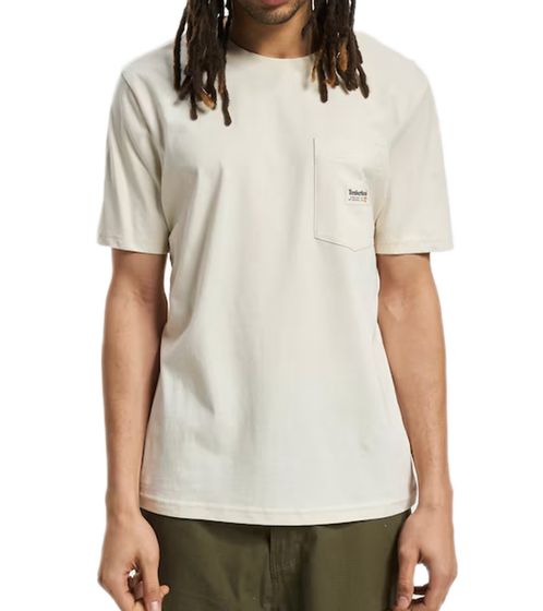 Timberland Work for the Future Herren Freizeit-Shirt stylisches Sommer-Shirt mit gewebtem Logo auf der Brusttasche TB0A66DS CR3 Beige