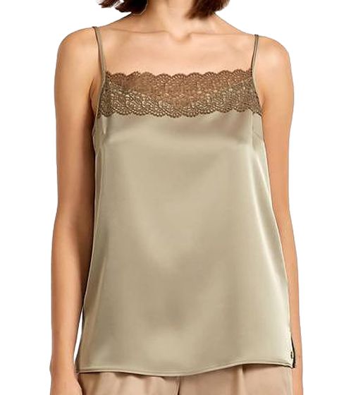 MARC CAIN women's top summer shirt neckline with lace appliqué lace top UC61.04W15 520 olive green