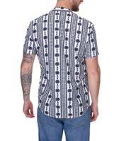 vsct Clubwear Herren Shirt mit Allover Geomatrix-Muster Kurzarm-Shirt mit Knopfleiste 5643309 Weiß/Schwarz vsct Clubwear Herren Shirt mit Allover Geomatrix-Muster Kurzarm-Shirt mit Knopfleiste 5643309 Weiß/Schwarz