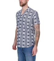 vsct Clubwear Herren Shirt mit Allover Geomatrix-Muster Kurzarm-Shirt mit Knopfleiste 5643309 Weiß/Schwarz vsct Clubwear Herren Shirt mit Allover Geomatrix-Muster Kurzarm-Shirt mit Knopfleiste 5643309 Weiß/Schwarz