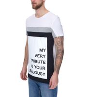vsct My Tribute 1/2 Herren Baumwoll T-Shirt mit Statement-Print Rundhals-Shirt SS5641619 Weiß vsct My Tribute 1/2 Herren Baumwoll T-Shirt mit Statement-Print Rundhals-Shirt SS5641619 Weiß