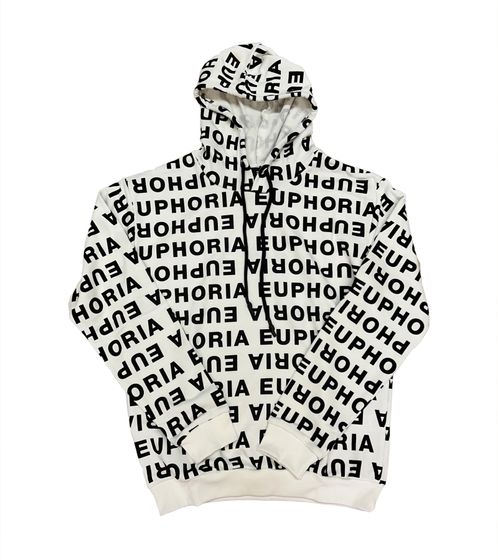 vsct Clubwear Endless Herren Hoodie mit Allover "EUPHORIA"-Druck Kapuzen-Pullover A5643287 Weiß/Schwarz