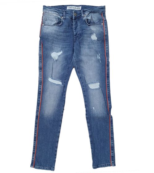 vsct Thor Track Stripe Herren Jeans im Destroyed-Look Denim-Hose mit seitlichen Galon-Streifen D5642471 Blau