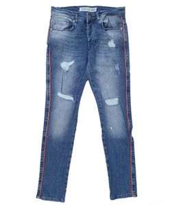 vsct Thor Track Stripe jean pour homme au look destroy pantalon en jean avec rayures latérales galons D5642471 bleu vsct Thor Track Stripe jean pour homme au look destroy pantalon en jean avec rayures latérales galons D5642471 bleu
