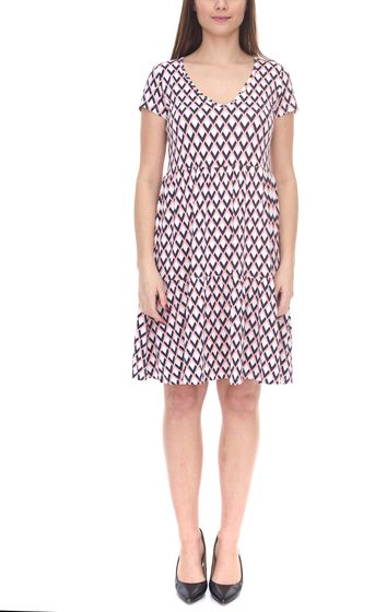 Laura Scott Kurzarm-Kleid stylisches Damen Sommer-Kleid mit Allover-Grafik-Print 35539765 Blau/Rosa