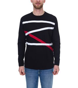 vsct pull en coton à manches longues pour hommes avec accents colorés, pull à col rond, chemise à manches longues D5643062L noir vsct pull en coton à manches longues pour hommes avec accents colorés, pull à col rond, chemise à manches longues D5643062L noir