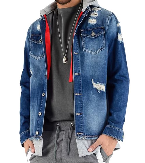 vsct Clubwear Herren 2-in-1 Denim-Jacke im Used-Look Jeans-Jacke 564311I Blau/Grau