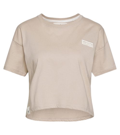 ALPHA INDUSTRIES Damen nachhaltiges T-Shirt im Cropped-Design Baumwoll-Shirt 115056 627 Beige