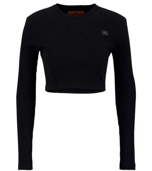 ALPHA INDUSTRIES Damen Longsleeve Crop Top Sport-Shirt modisches Sommer-Shirt 136091/03 Schwarz