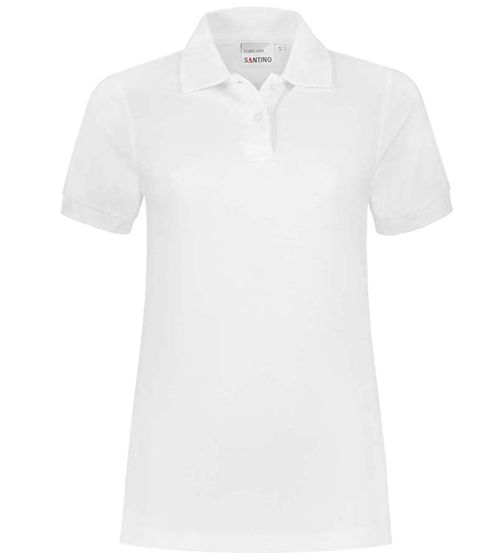 SANTINO Ricardo Damen schlichtes Polo-Shirt mit Baumwollanteil Kurzarm-Shirt Weiß