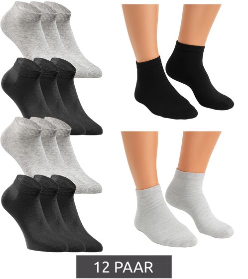 12 pares de calcetines cortos JACK & JONES, calcetines deportivos, medias deportivas, calcetines cuartos de algodón 12260511 negro/gris