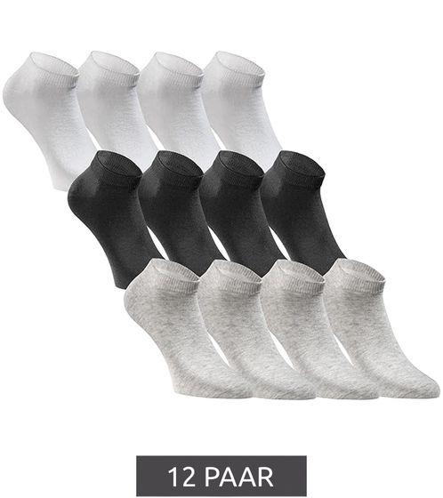 12 pairs of JACK & JONES Short Sock sneaker socks, sports socks, cotton quarter socks 12260511 black/grey/white