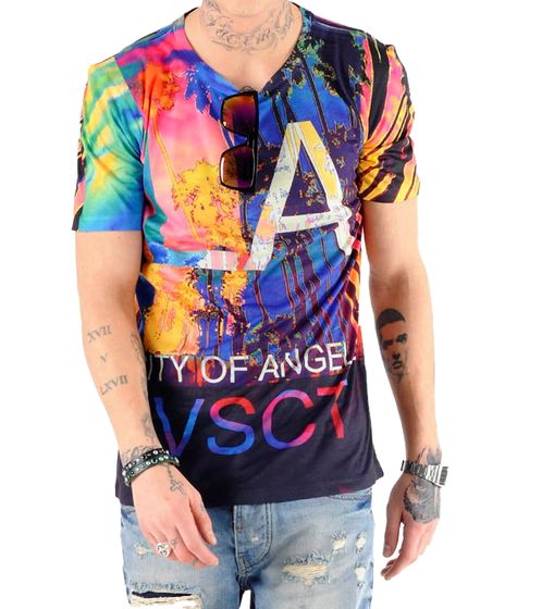 vsct Clubwear La Coloursplash T-shirt pour homme Chemise d'été colorée avec imprimé "LA" all-over 5641402 Coloré